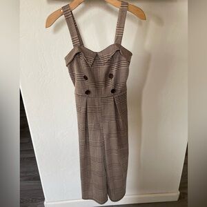 Bailey Blue| Academia Houndstooth Cute Jumpsuit, Cropped Wide Leg•••